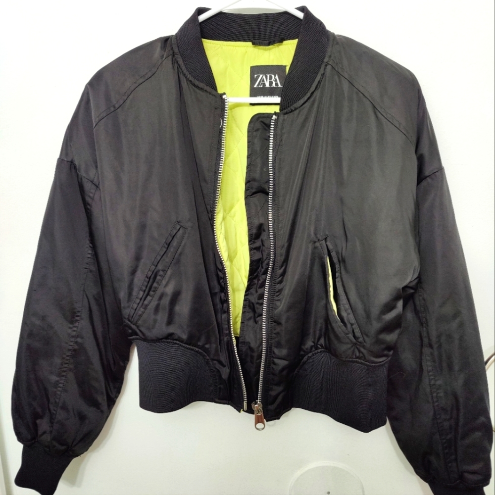 Zara bomber jacket crop top black size XS